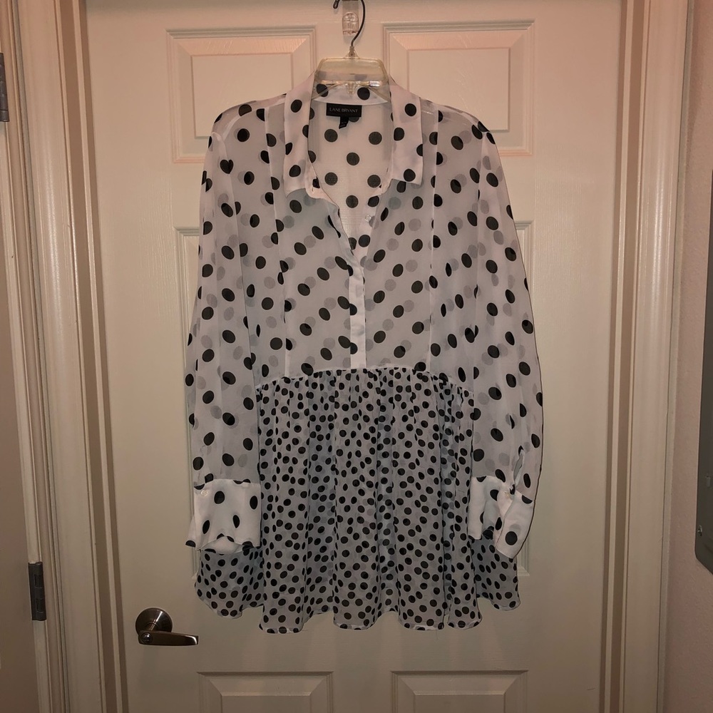 Black Polka Dot Sheer Blouse